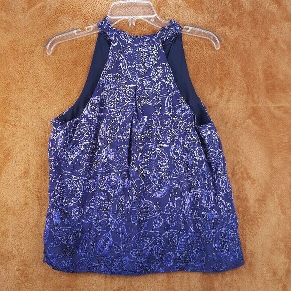 GREYLIN Womens Top XS Purple Pullover Tank Flowy Lined Chiffon 100% Silk - Picture 3 of 9